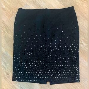 White Black Market Studded Fitted Skirt - Black and Silver
